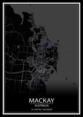 Mackay Australia Black Map