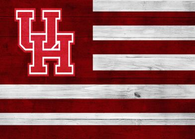 Houston Football Wood Flag