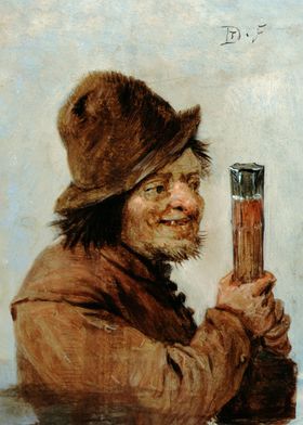 A Peasant holding a Glass