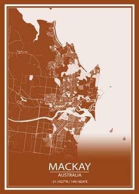 Mackay AUS Brown City Map