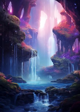 Surreal Fantasy Waterfall