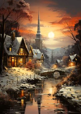 Twilight in Winter Village