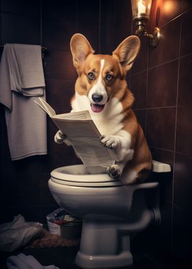 Corgi Dog Toilet Newspaper