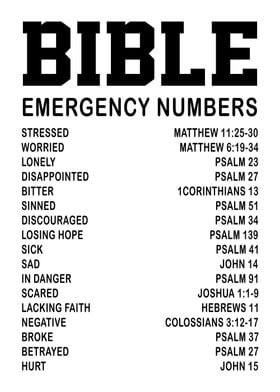 Bible Verse Emergency Numb