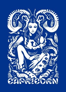 Blue portrait of Capricorn