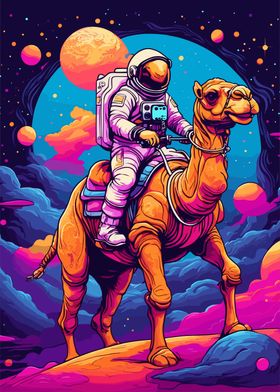 astronaut riding a camel