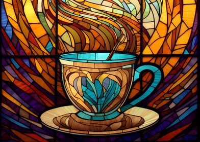 Coffee Cup Stained Glass 