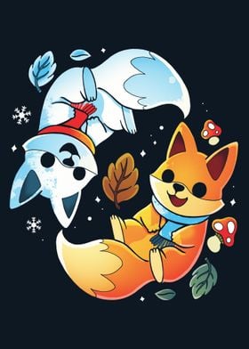 Ying Yang Foxes Winter