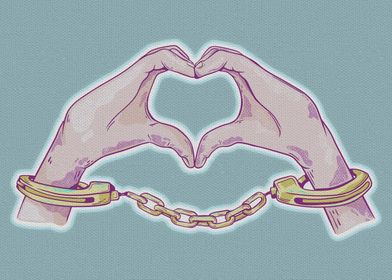 Heart hands handcuffs