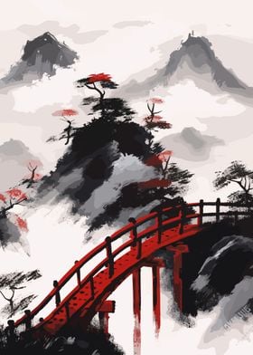 Mountain Bridge Painting
