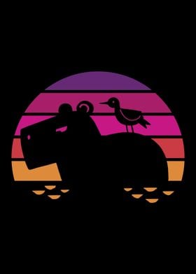 Retro Sunset Capybara