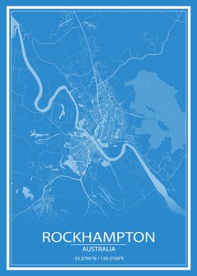 Rockhampton Blue City Map