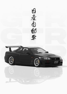 Black JDM Nissan GTR R34