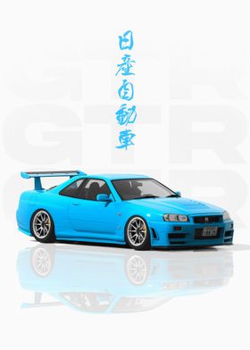 Blue JDM Nissan GTR R34