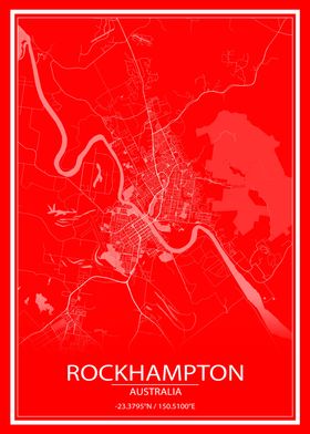 Rockhampton Red White Map