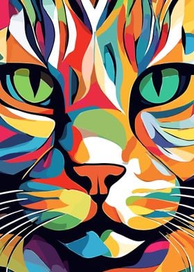 Colorful Cat Face Abstract