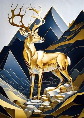 Abstract Gold Deer