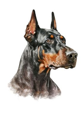 Doberman Watercolor Art