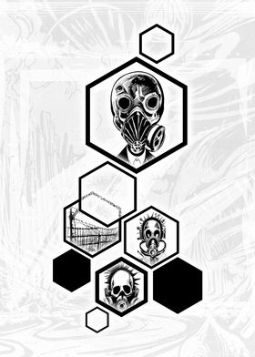 Punk Gasmask Hexagons 