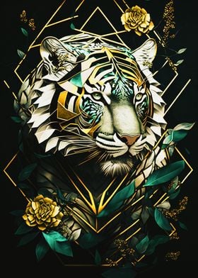 abstract silver tiger