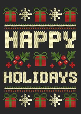 HAPPY HOLIDAYS KNIT GREEN