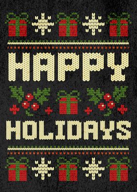 HAPPY HOLIDAYS KNIT GREY