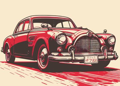 Red Old Car Artwork