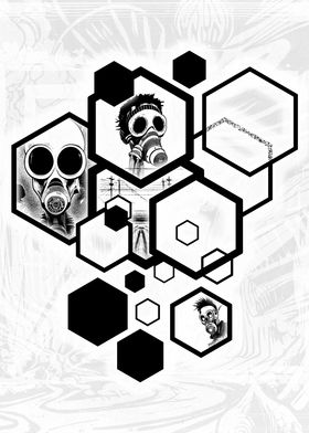 Punk Gasmask Hexagons 