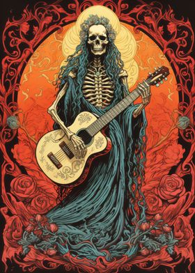 Skeleton Playing Guitar