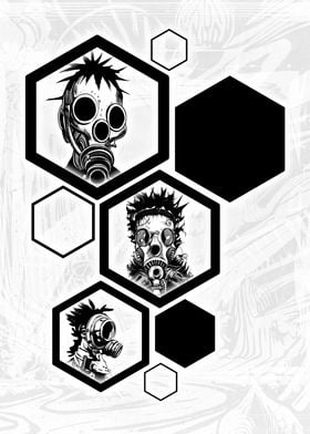 Punk Gasmask Hexagons 