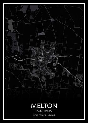 Melton Australia Black Map