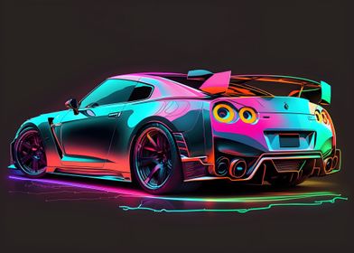 Neon Painted Nissan GTR 35