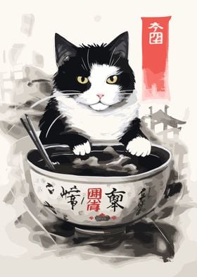 Cat Eating Painting