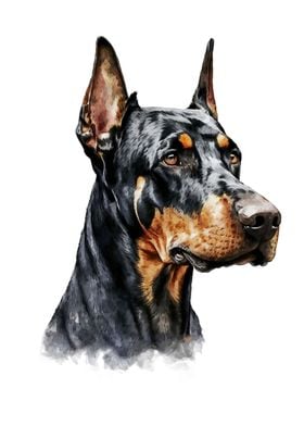 Doberman Watercolor Art