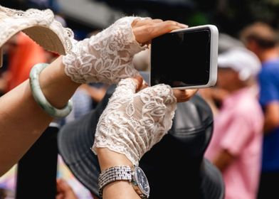 Lace gloves and Phone