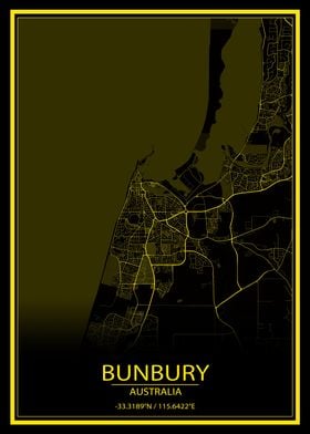 Bunbury AUS Yellow Map