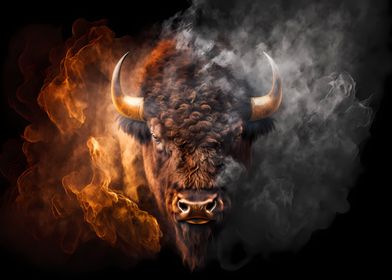 Bison made of fire