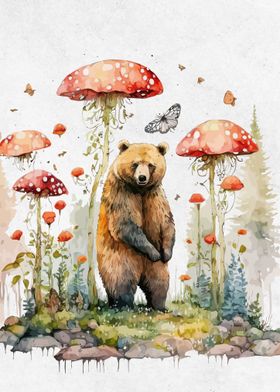 Watercolor Animal Art Bear