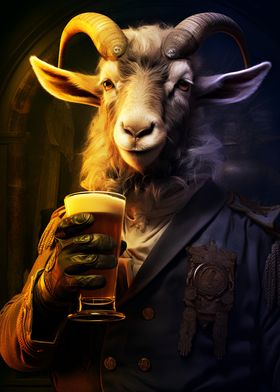 Funny Goat Drinking beer