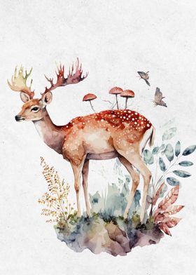 Watercolor Animal Deer