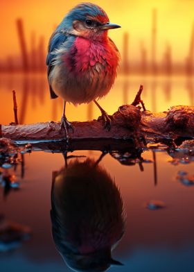 Bird and its reflection