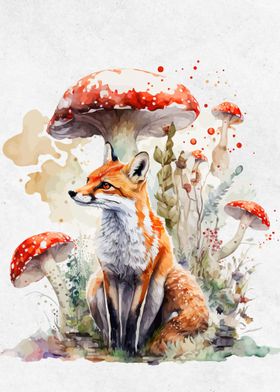 Watercolor Animal Art Fox