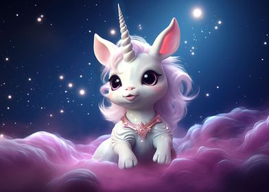 Girly Unicorn In Clouds