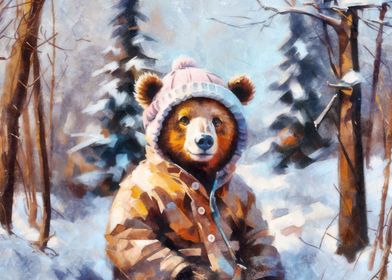 Bear in winter clothing