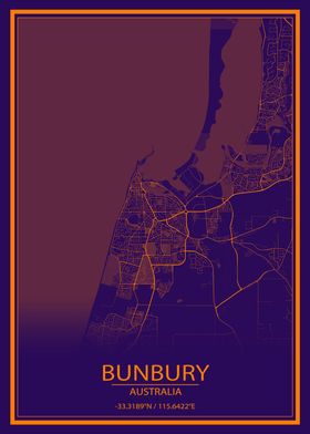 Bunbury AUS Purple Map