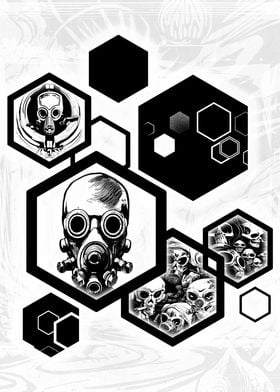 Punk Gasmask Hexagons 