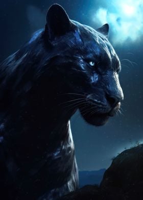 angry panther at night