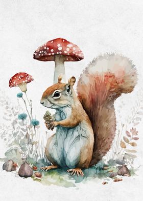 Watercolor Animal Squirrel