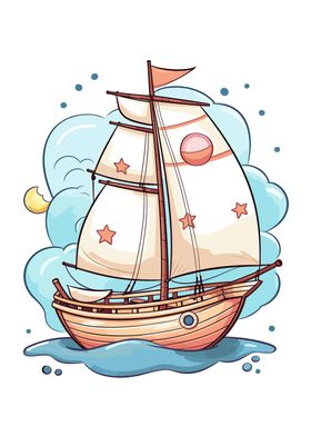 kawaii yacht cartoon