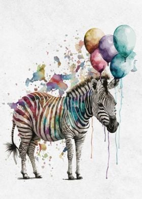 Watercolor Animals Zebra